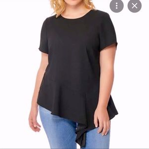 Rebel Wilson X Angels Black Asymmetrical Hem Short Sleeve Top Size 2X